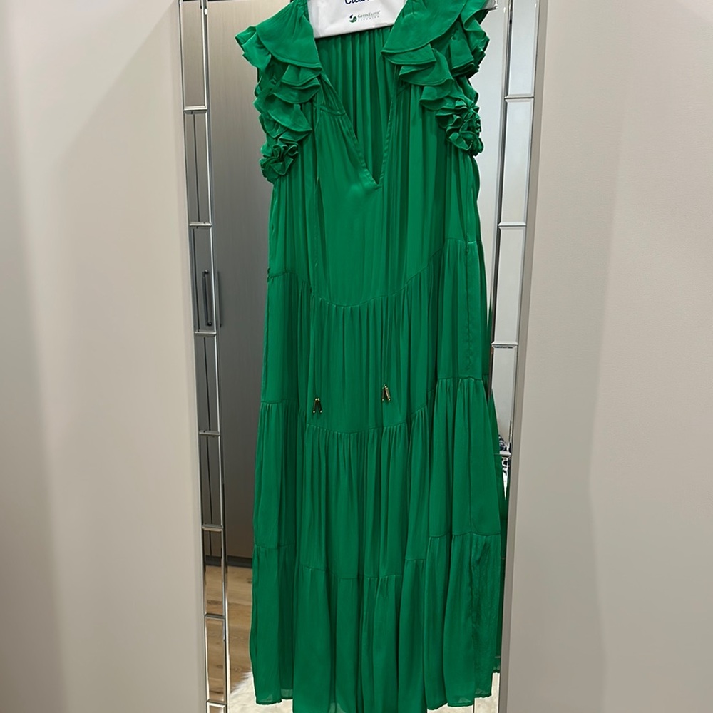 Karina Grimaldi Kelly Green Sabrina Dress - Small
